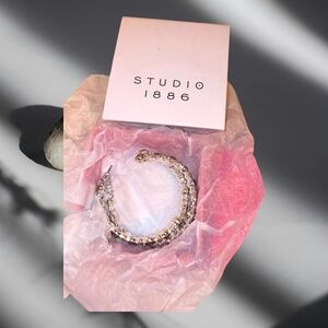 Avon Pink and Gold Crystal Hoop Earrings